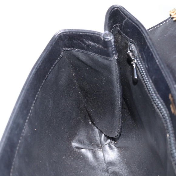 CELINE Chain Shoulder Bag Leather Black Gold Auth ep16204