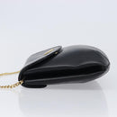 CELINE Chain Shoulder Bag Leather Black Gold Auth ep16204-5