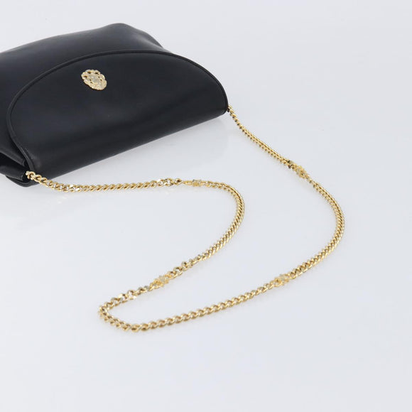 CELINE Chain Shoulder Bag Leather Black Gold Auth ep16204