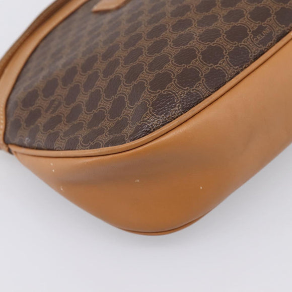 CELINE Macadam Canvas Shoulder Bag PVC Leather Brown Gold Auth ep16205A