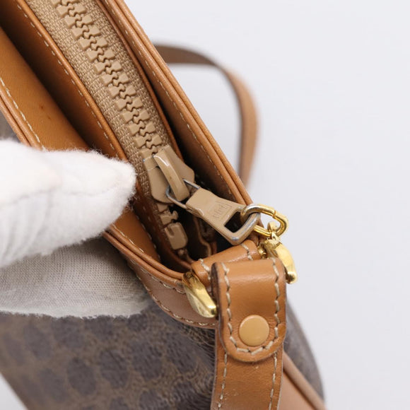 CELINE Macadam Canvas Shoulder Bag PVC Leather Brown Gold Auth ep16205A