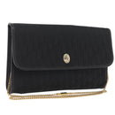 Christian Dior Trotter Canvas Chain Shoulder Bag Black Gold Auth ep16211-1