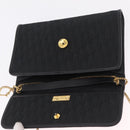Christian Dior Trotter Canvas Chain Shoulder Bag Black Gold Auth ep16211-15