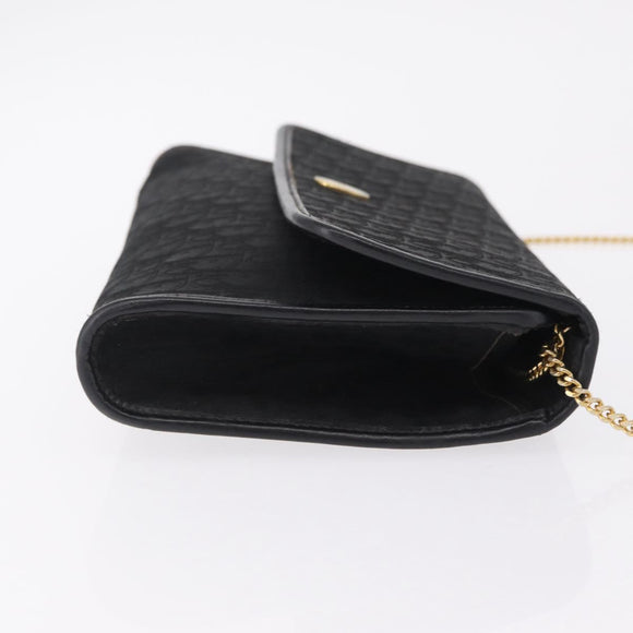Christian Dior Trotter Canvas Chain Shoulder Bag Black Gold Auth ep16211
