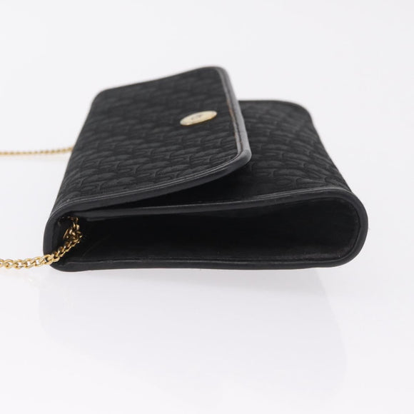 Christian Dior Trotter Canvas Chain Shoulder Bag Black Gold Auth ep16211