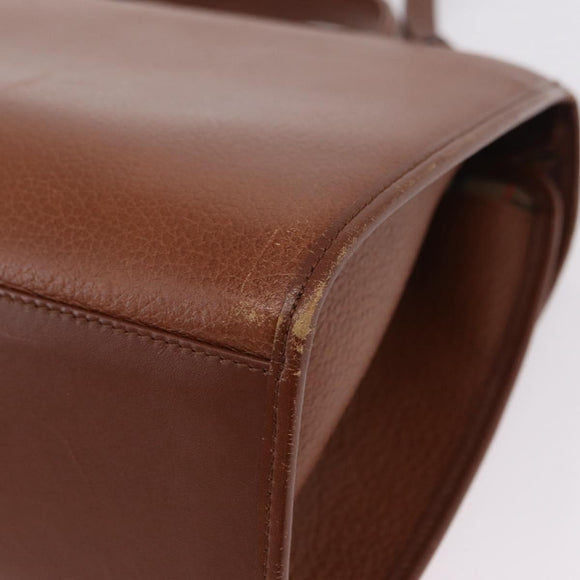 Burberrys Hand Bag Leather 2way Brown Gold Auth ep16217