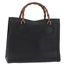 GUCCI Bamboo Hand Bag Leather Black Gold 002 1186 0260 Auth ep16218-1