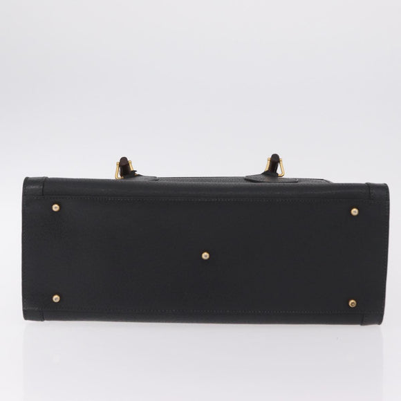 GUCCI Bamboo Hand Bag Leather Black Gold 002 1186 0260 Auth ep16218