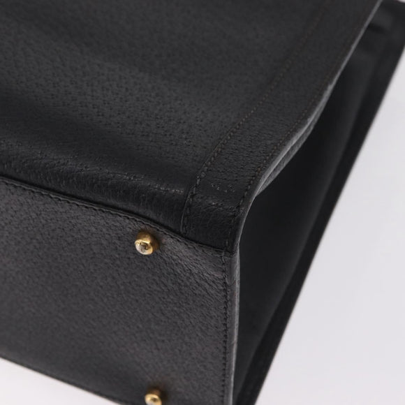 GUCCI Bamboo Hand Bag Leather Black Gold 002 1186 0260 Auth ep16218