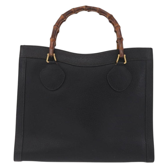 GUCCI Bamboo Hand Bag Leather Black Gold 002 1186 0260 Auth ep16218