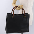 GUCCI Bamboo Hand Bag Leather Black Gold 002 1186 0260 Auth ep16218-27