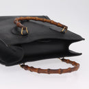 GUCCI Bamboo Hand Bag Leather Black Gold 002 1186 0260 Auth ep16218-7