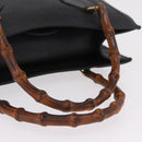 GUCCI Bamboo Hand Bag Leather Black Gold 002 1186 0260 Auth ep16218-8