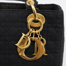 Christian Dior Lady Dior Canage Hand Bag Canvas Black Gold Auth ep16219-17