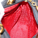 Christian Dior Lady Dior Canage Hand Bag Canvas Black Gold Auth ep16219-20
