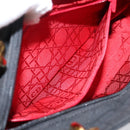 Christian Dior Lady Dior Canage Hand Bag Canvas Black Gold Auth ep16219-23