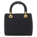Christian Dior Lady Dior Canage Hand Bag Canvas Black Gold Auth ep16219-2