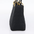 Christian Dior Lady Dior Canage Hand Bag Canvas Black Gold Auth ep16219-3