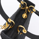 Christian Dior Lady Dior Canage Hand Bag Canvas Black Gold Auth ep16219-6