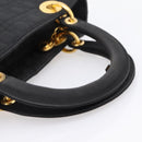 Christian Dior Lady Dior Canage Hand Bag Canvas Black Gold Auth ep16219-7