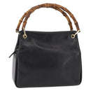 GUCCI Bamboo Hand Bag Leather Black Gold 000 2865 0575 Auth ep16220-1