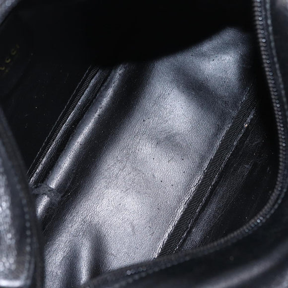 GUCCI Bamboo Hand Bag Leather Black Gold 000 2865 0575 Auth ep16220