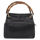 GUCCI Bamboo Hand Bag Leather Black Gold 000 2865 0575 Auth ep16220-3