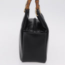 GUCCI Bamboo Hand Bag Leather Black Gold 000 2865 0575 Auth ep16220-4