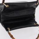 GUCCI Bamboo Hand Bag Leather Black Gold 000 2865 0575 Auth ep16220-6