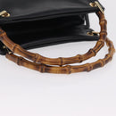 GUCCI Bamboo Hand Bag Leather Black Gold 000 2865 0575 Auth ep16220-7