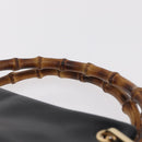 GUCCI Bamboo Hand Bag Leather Black Gold 000 2865 0575 Auth ep16220-8