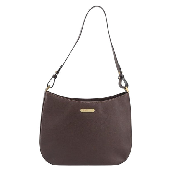 Burberrys Shoulder Bag Leather Brown Gold Auth ep16223