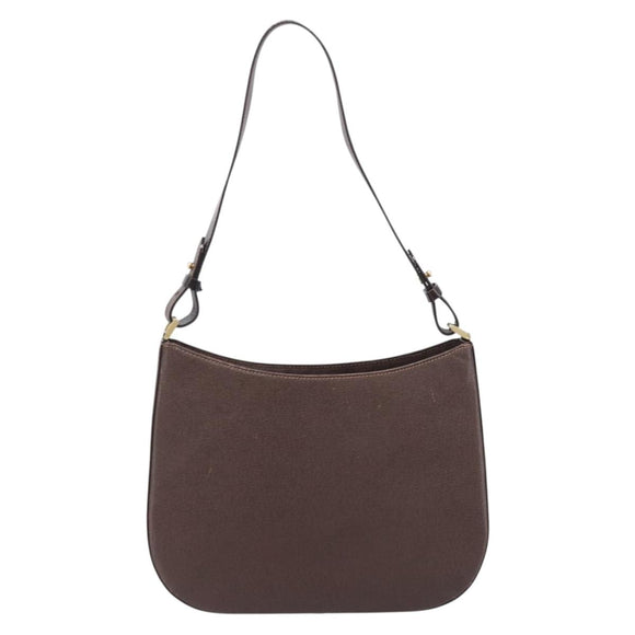 Burberrys Shoulder Bag Leather Brown Gold Auth ep16223