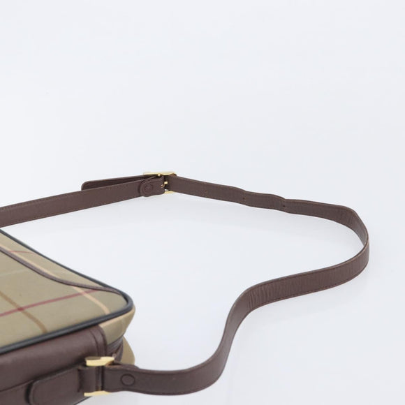 Burberrys Nova Check Shoulder Bag Canvas Beige Gold Auth ep16224