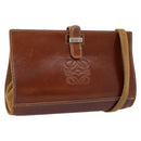 LOEWE Shoulder Bag Leather Brown Gold Auth ep16225-1