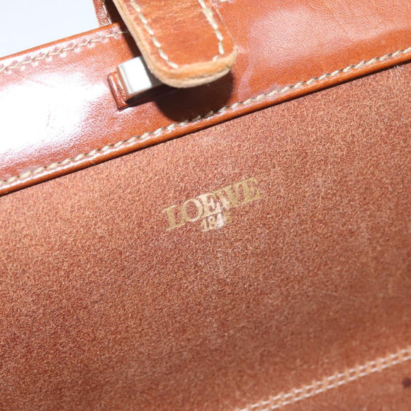 LOEWE Shoulder Bag Leather Brown Gold Auth ep16225