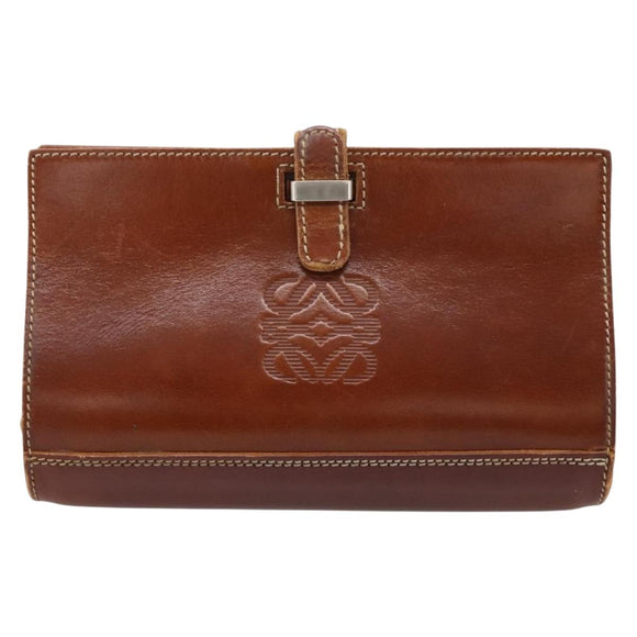 LOEWE Shoulder Bag Leather Brown Gold Auth ep16225