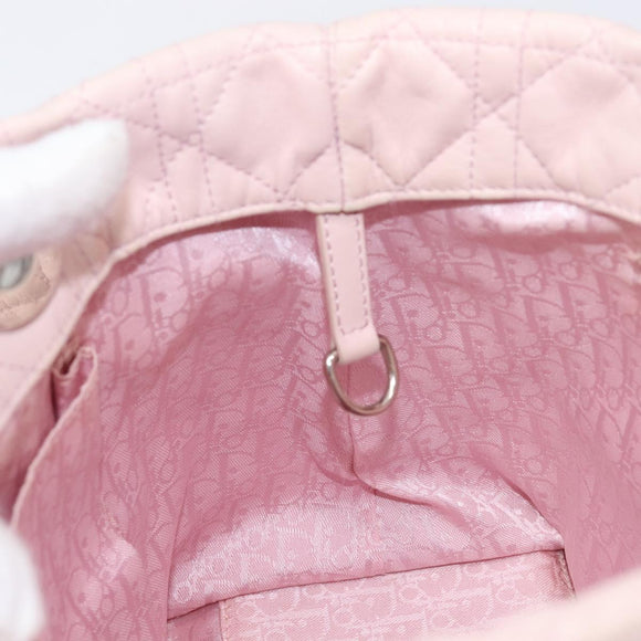 Christian Dior Lady Dior Hand Bag Leather Pink Silver Auth ep16226