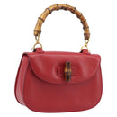 GUCCI Bamboo Hand Bag Leather Red Gold 000 1227 0633 Auth ep16228A-1