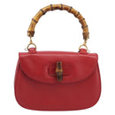 GUCCI Bamboo Hand Bag Leather Red Gold 000 1227 0633 Auth ep16228A-13