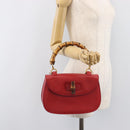 GUCCI Bamboo Hand Bag Leather Red Gold 000 1227 0633 Auth ep16228A-27