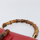 GUCCI Bamboo Hand Bag Leather Red Gold 000 1227 0633 Auth ep16228A-8