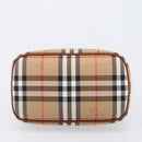 Burberrys Nova Check Hand Bag Canvas Beige Gold Auth ep16229-6