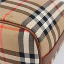 Burberrys Nova Check Hand Bag Canvas Beige Gold Auth ep16229-16