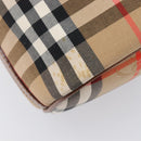 Burberrys Nova Check Hand Bag Canvas Beige Gold Auth ep16229-10