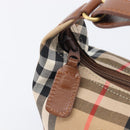 Burberrys Nova Check Hand Bag Canvas Beige Gold Auth ep16229-20