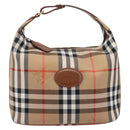 Burberrys Nova Check Hand Bag Canvas Beige Gold Auth ep16229-13