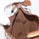 Burberrys Nova Check Hand Bag Canvas Beige Gold Auth ep16229-22