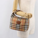 Burberrys Nova Check Hand Bag Canvas Beige Gold Auth ep16229-23