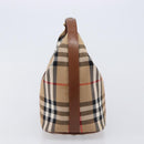 Burberrys Nova Check Hand Bag Canvas Beige Gold Auth ep16229-4